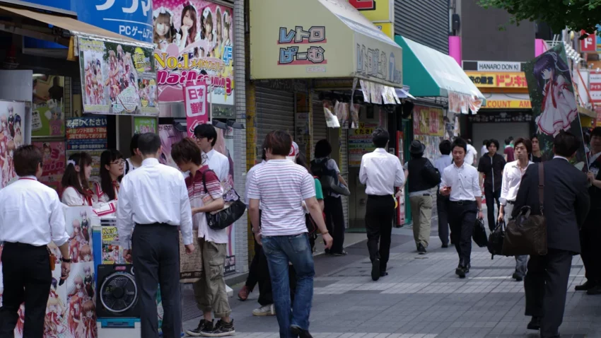 what is a tsundere visual novel and anime retail displays in akihabara